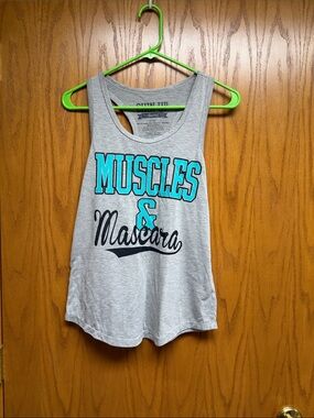 Chin Up Apparel Gray Tank Top with Teal and Black Graphic